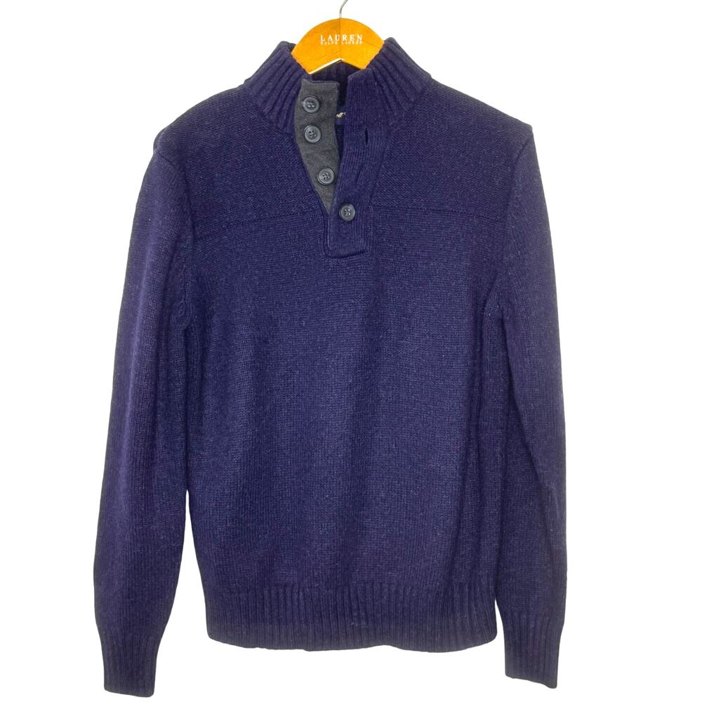 Garret Scott wool blend henley style‎ sweater